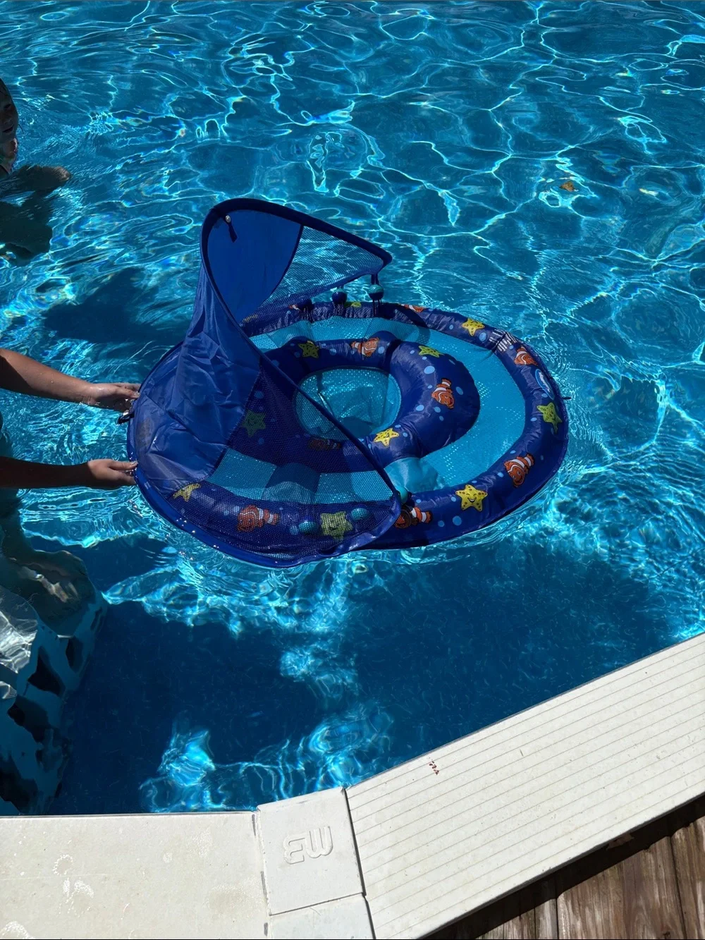 Blue Kids Inflatable Pool Float with Sun Canopy